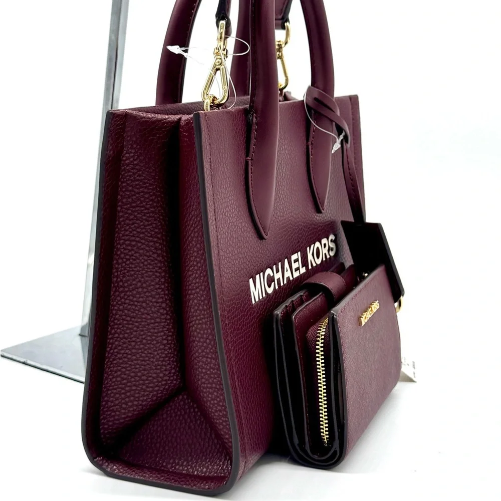 Michael Kors Mirella Small Logo Crossbody Bag & Matching Bifold Wallet Ox Blood